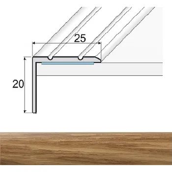 soklová lišta SH Profil, s.r.o. Effector A36D Schodová hrana 25x20, samolepící, dekor dřeva-délka 90cm Dekor: Dub