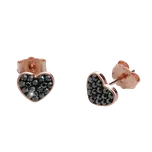 Náušnice černé se Swarovski Elements Srdce Hematite