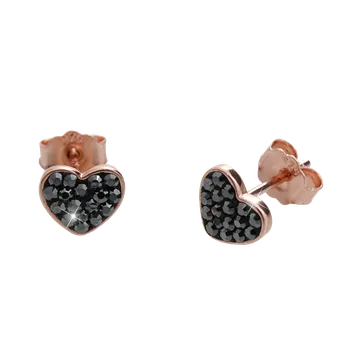 Náušnice Náušnice černé se Swarovski Elements Srdce Hematite