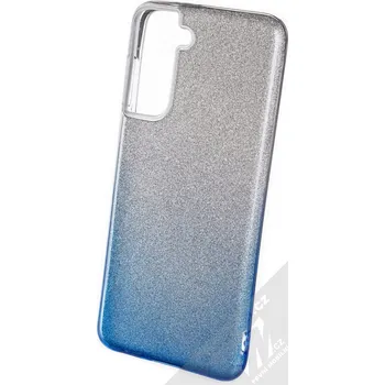 Pouzdro na mobilní telefon 1Mcz Shining Duo TPU třpytivý ochranný kryt pro Samsung Galaxy S21 stříbrná modrá (silver blue)