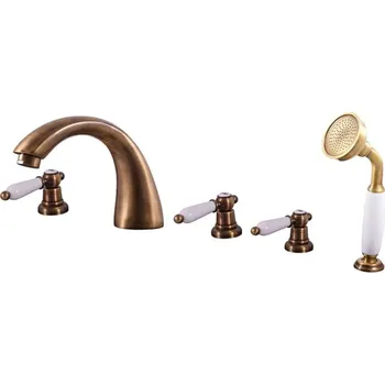 Vodovodní baterie Vanová baterie RAV SLEZÁK Morava se sprchovým setem stará mosaz MK569.0PSM