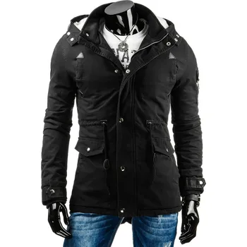 Pánská košile Pánská prošívaná zimní bunda s odnímatelnou kapucí černá XXL