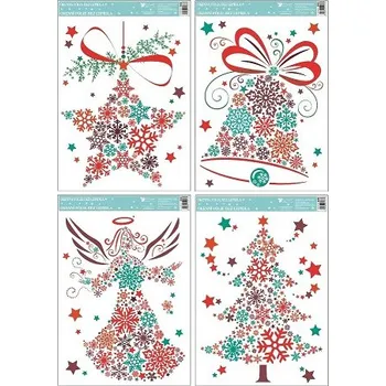 Okenní dekorace Anděl Přerov Okenní fólie barevná,obrázky z vloček 33,5x25,5cm