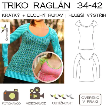 Nit Tištěný střih triko raglán hlubší výstřih