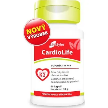 Speciální výživa CardioLife 60 kapsulí - Kombinace vitaminu K2 (MK7), extraktu z hlohu, vitamínů B6, B12 a kyseliny listové - doplněk stravy