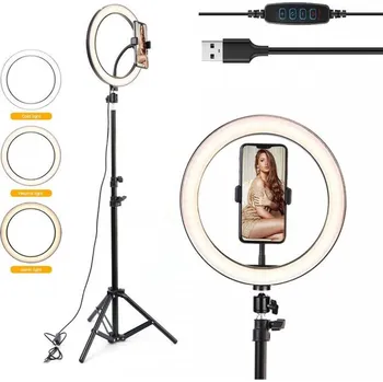 Sestava studiového vybavení LED kruhové světlo Selfie TikTok s držákem průměr 26cm