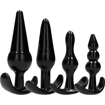 Anální kolík Shots Sono No. 80 4-Piece Butt Plug Set Black, 4 poddajné černé anální kolíky