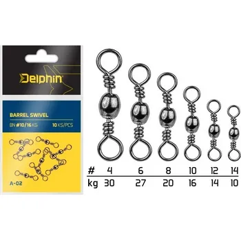 DELPHIN - Obratlík Barrel Swivel A-02 10 ks BN 8/20 kg