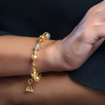 Náramek Lampglas Sluneční náramek Honey Bee z perel Lampglas