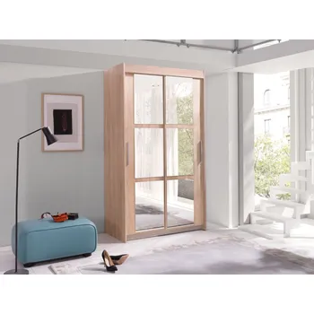 Předsíňová stěna Moderní šatní skříň se zrcadlem Karo 100 cm - dub sonoma