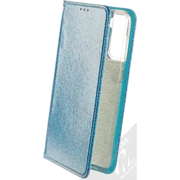 Pouzdro na mobilní telefon 1Mcz Shining Book třpytivé flipové pouzdro pro Samsung Galaxy S21 Plus modrá (blue)