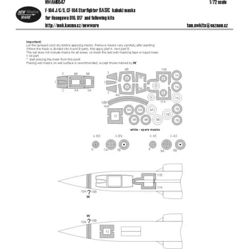 Plastikový model 1/72 Mask F-104 J/G/S,CF-104 Starfighter BASIC