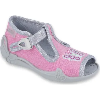 Dívčí bačkory Bačkůrky papučky Befado 213P111 růžové s motýlkem velikost: 18