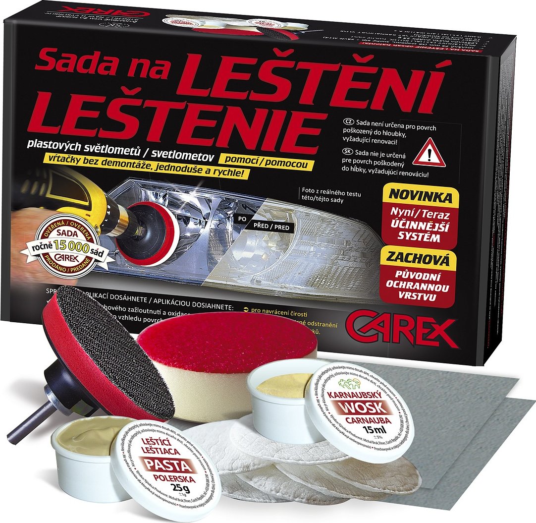 CAREX - sada na LEŠTĚNÍ a ochranu povrchu světlometů