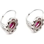 Květinové náušnice zdobené červeným kamenem