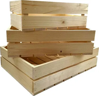 Úložný box Amadea Dřevěné bedýnky 46 x 33 x 12 cm sada 3 ks