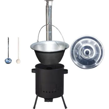 Kempingové nádobí Nerezový kotlík 20 L (1,5 mm) + žáruvzdorná kotlina (1 mm) 42 PLUS 600 + poklice + vařečka + naběračka