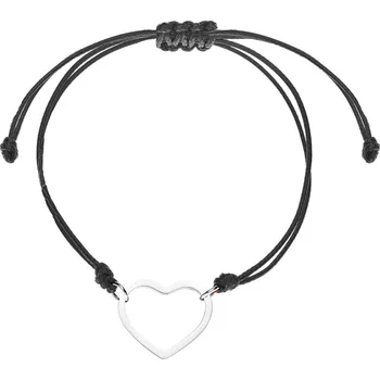Náramek Šperky4U Černý textilní náramek srdíčko - ON001K