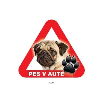Značení Grel nálepka na plech pozor pes v autě mops