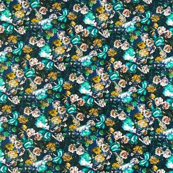 Úplet modrý 20271, barevný květinový vzor, š.150