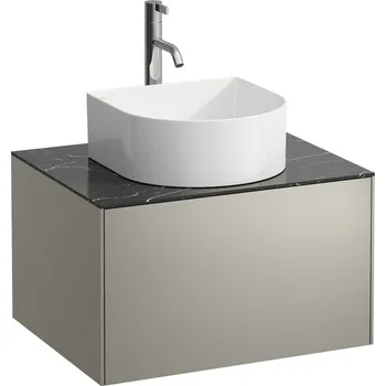 Koupelnový nábytek Sonar - skříňka 58x45 pod umyvadlovou mísu, 1 výřez, 1 otvor pro baterii, 1 zásuvka, bílá mat a nero marquina H4054050341431