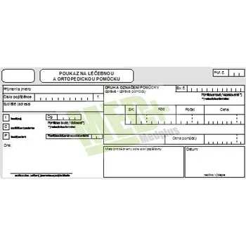 Poukaz na léčebné a ortopedické pomůcky, blok