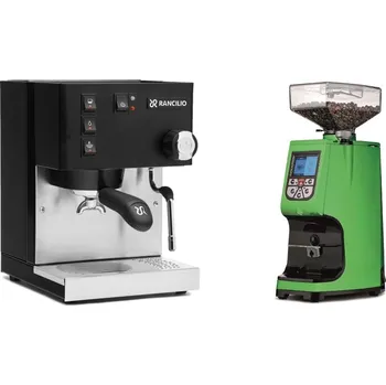 Kávovar Rancilio Silvia E, black + Eureka Atom 60, kawasaki green