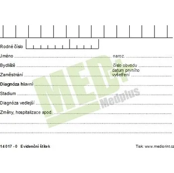 Evidenční štítek, 100 ks v balení