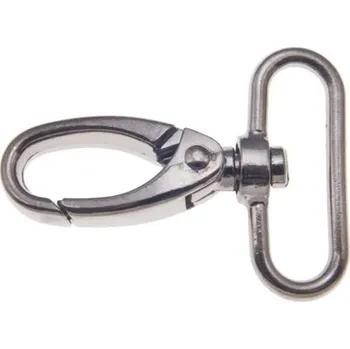 Karabina kovová otočná průvlek 40 mm lesklá BREX, barva Nikl tmavý