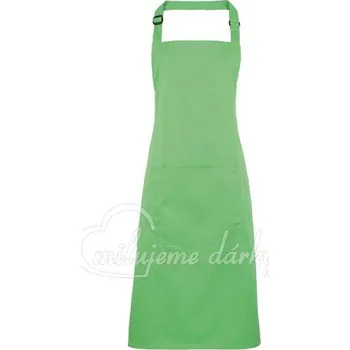 Kuchyňská zástěra Dlouhá jablkově zelená zástěra s laclem a jednou kapsou, apple green