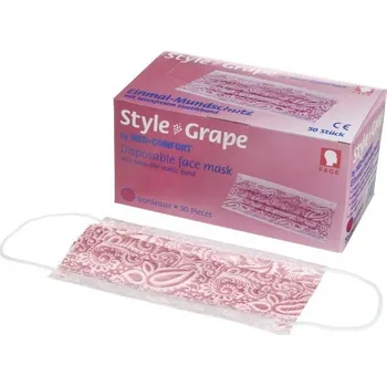 rouška Ústenky operační Style Grape, 3-vrstvé s gumičkou, vínová, 50 ks
