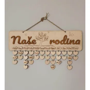 Kalendář Rodinný kalendář se jmény členů rodiny