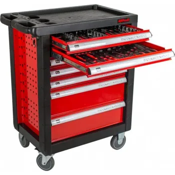 Dílenský vozík Carbon s nářadím, 7 zásuvek- 193 dílů