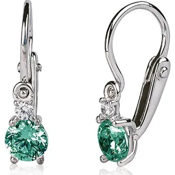 Náušnice Dětské náušnice z bílého zlata se zeleným a čirým zirkonem