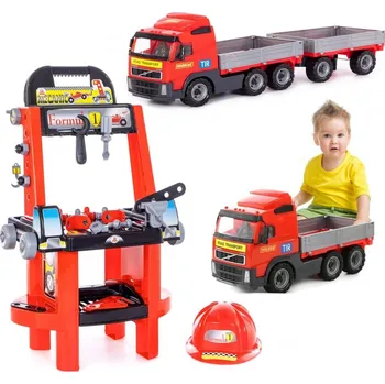 Hračka WADER DĚTSKÝ PRACOVNÍ STŮL AUTOMECHANIK S NÁKLADNÍM AUTEM