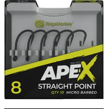 Rybářský háček RidgeMonkey: Háček Ape-X Straight Point Barbed 10ks