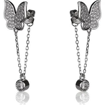 Náušnice Stříbrné náušnice s motýlkem a zirkony - Meucci SE261