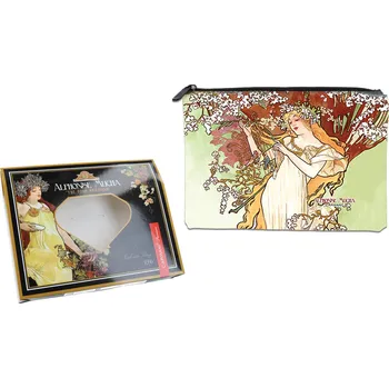 Kosmetická taška Carmani® Carmani - Kosmetická taštička A. Mucha Čtyři období, Jaro v dárkové krabičce - 22*16,5*1 cm