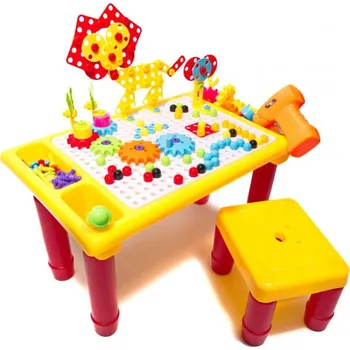 kreativní sada KiK Mozaika KX7838_3 Plastové bloky, stůl, židle + nářadí 296 dílků