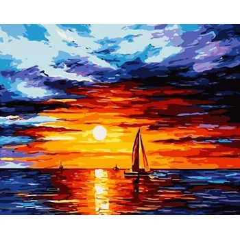 Malování podle čísel s rámem "Západ slunce 3" 50x40cm