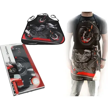 Kuchyňská zástěra Carmani® Carmani - Kuchyňská zástěra černá MOTORKA, Ninja V dárkové krabičce - 77*59 cm