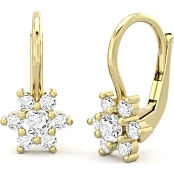 Náušnice Dívčí náušnice ze žlutého zlata -kytičky se zirkony