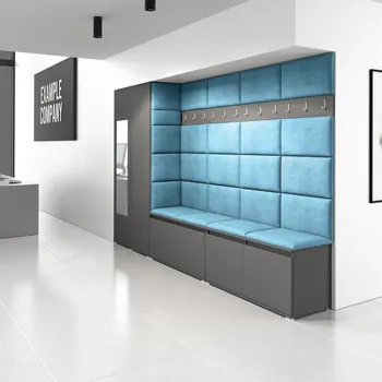 Předsíňová stěna Eka Předsíňová stěna s čalouněnými panely Trinity 9 - Grafit / Azurová 2313