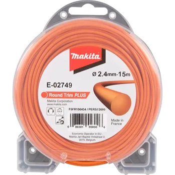 Struna do sekačky Makita E-02749 struna nylonová Plus 2,4mm, 15m, oranžová, kulatá