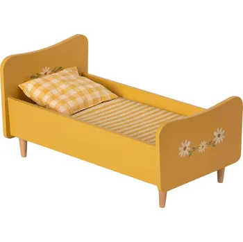 Doplněk pro panenku Maileg Dřevěná postýlka žlutá Maileg Wooden Bed Mini Yellow