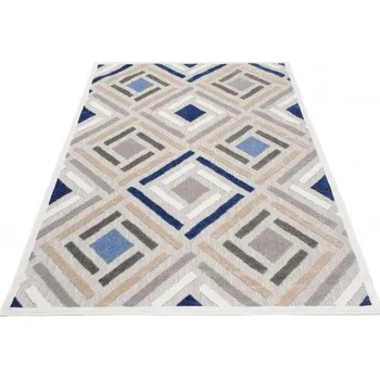 Koberec Makro Abra Moderní kusový koberec AVENTURA ED37B šedý modrý Rozměr: 80x150 cm