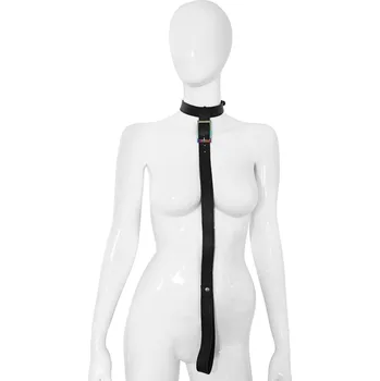 BDSM obojek Kiotos Leather Collar with Leash Rainbow