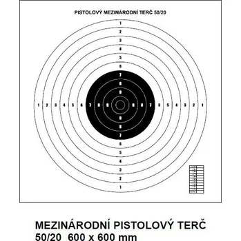 Příslušenství pro sportovní střelbu Mezinárodní pistolový terč 50/20 100ks