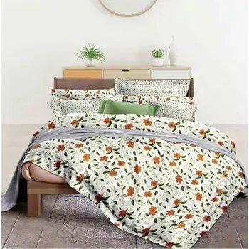 Povlečení Numberoplus Bavlněná povlečení s červenýma květinama