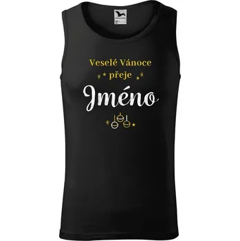 Pánské tílko Pánské vánoční tílko Veselé Vánoce přeje - zlaté ozdoby